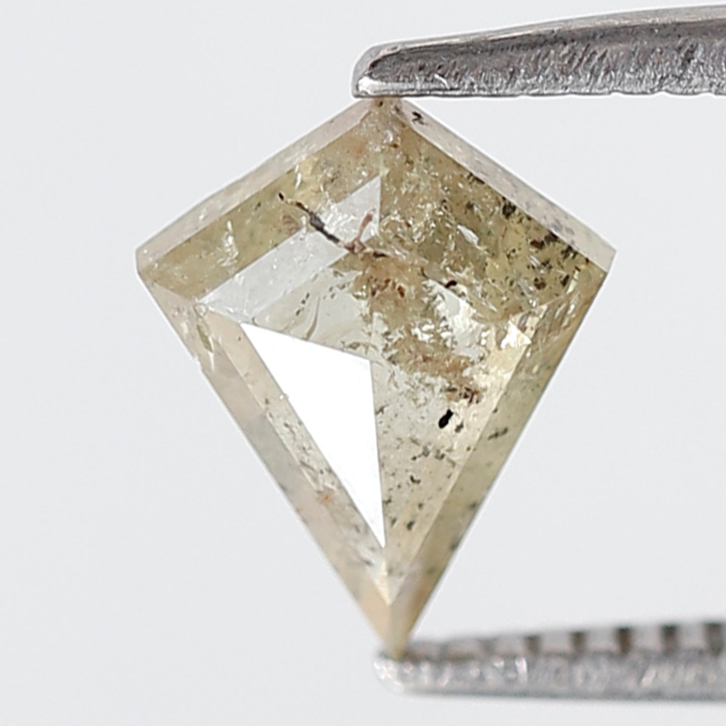 0.88 Ct Kite Shape Salt and Pepper Diamond 8 MM Translucent Yellow Color Natural Loose Diamond
