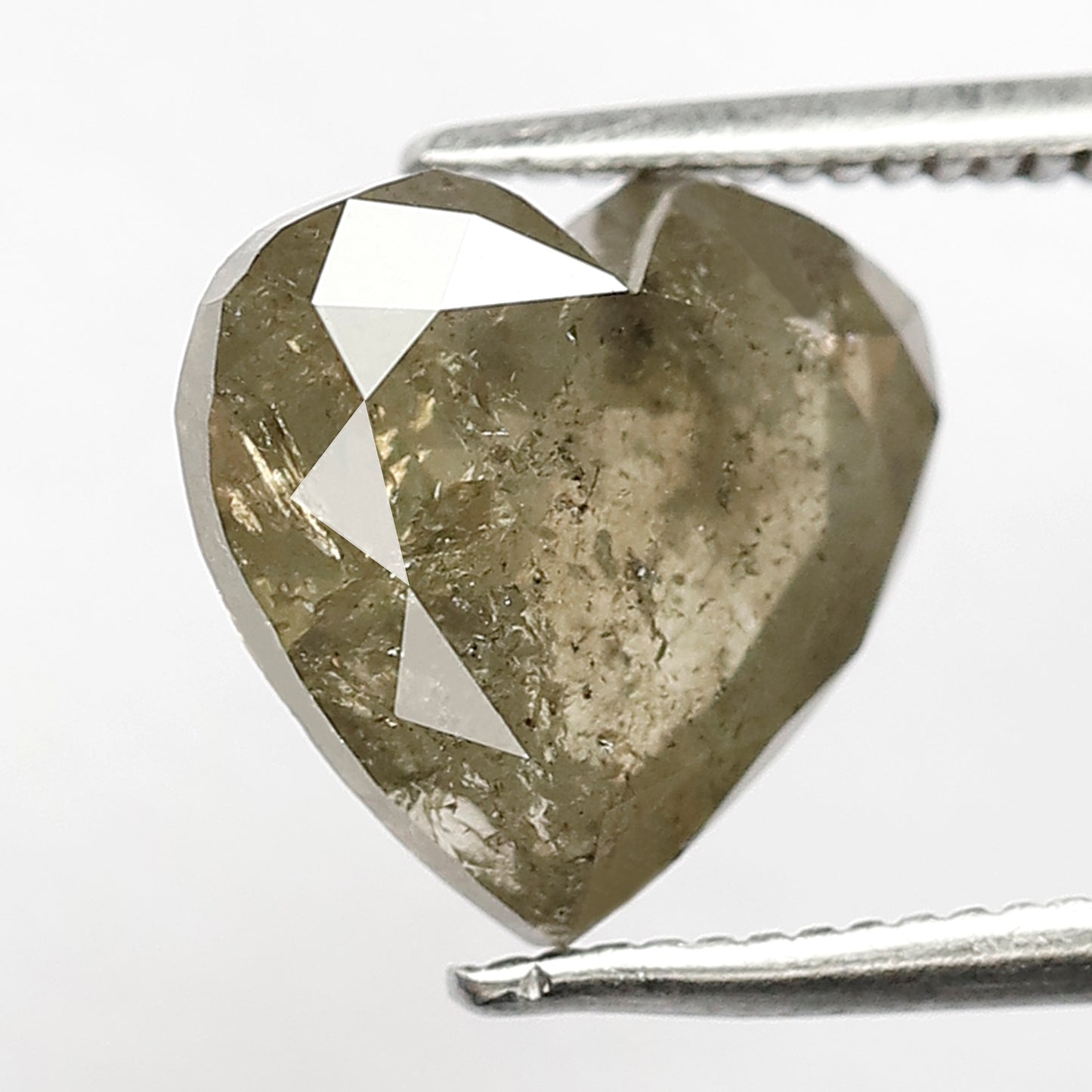 3.74 CT Heart Shape Rustic Diamond, Natural Greenish color Conflict Free Diamond