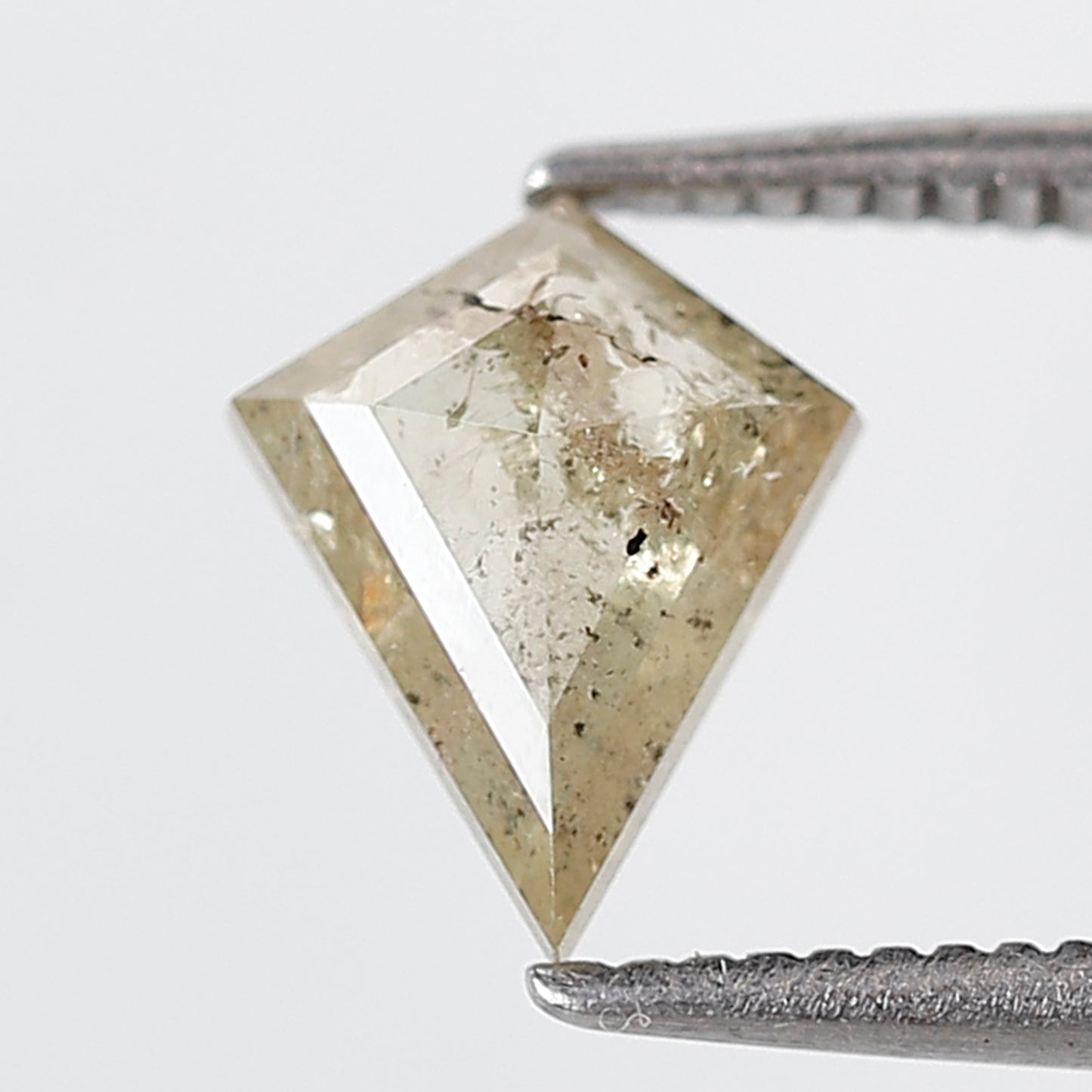 0.88 Ct Kite Shape Salt and Pepper Diamond 8 MM Translucent Yellow Color Natural Loose Diamond