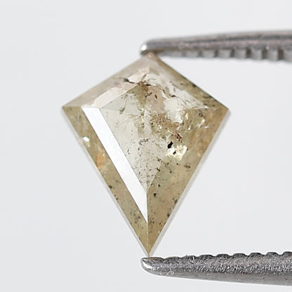 0.88 Ct Kite Shape Salt and Pepper Diamond 8 MM Translucent Yellow Color Natural Loose Diamond