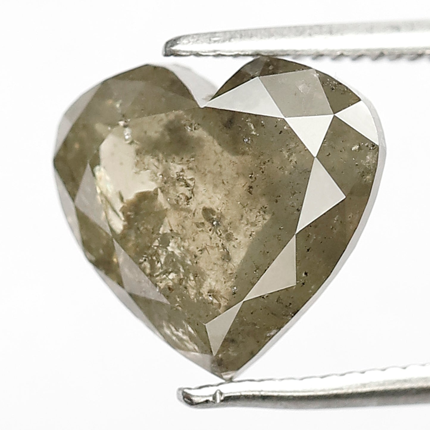 3.74 CT Heart Shape Rustic Diamond, Natural Greenish color Conflict Free Diamond