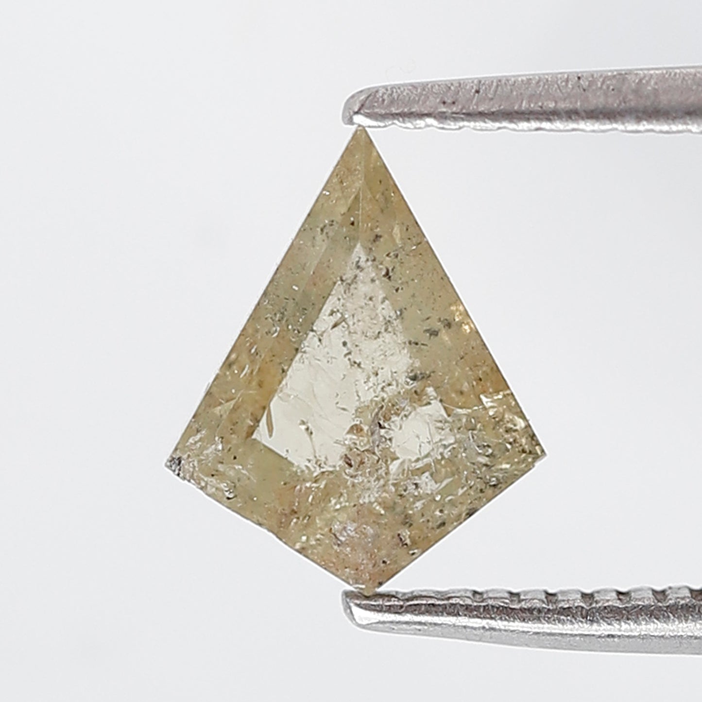 0.88 Ct Kite Shape Salt and Pepper Diamond 8 MM Translucent Yellow Color Natural Loose Diamond