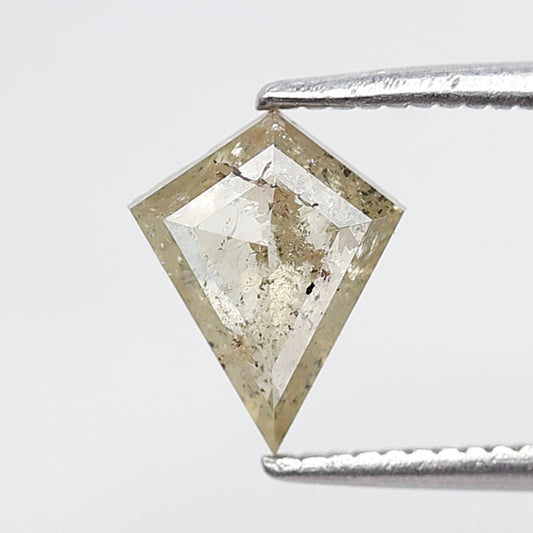 0.88 Ct Kite Shape Salt and Pepper Diamond 8 MM Translucent Yellow Color Natural Loose Diamond