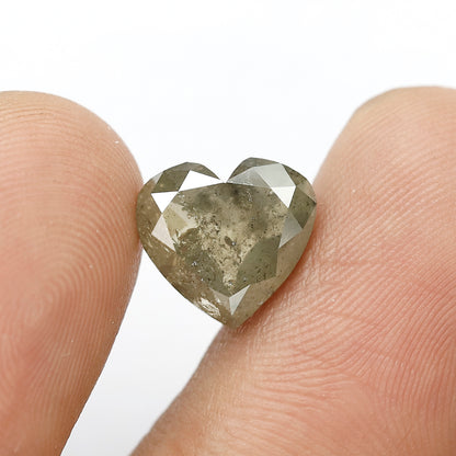 3.74 CT Heart Shape Rustic Diamond, Natural Greenish color Conflict Free Diamond