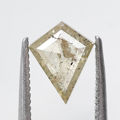 0.88 Ct Kite Shape Salt and Pepper Diamond 8 MM Translucent Yellow Color Natural Loose Diamond