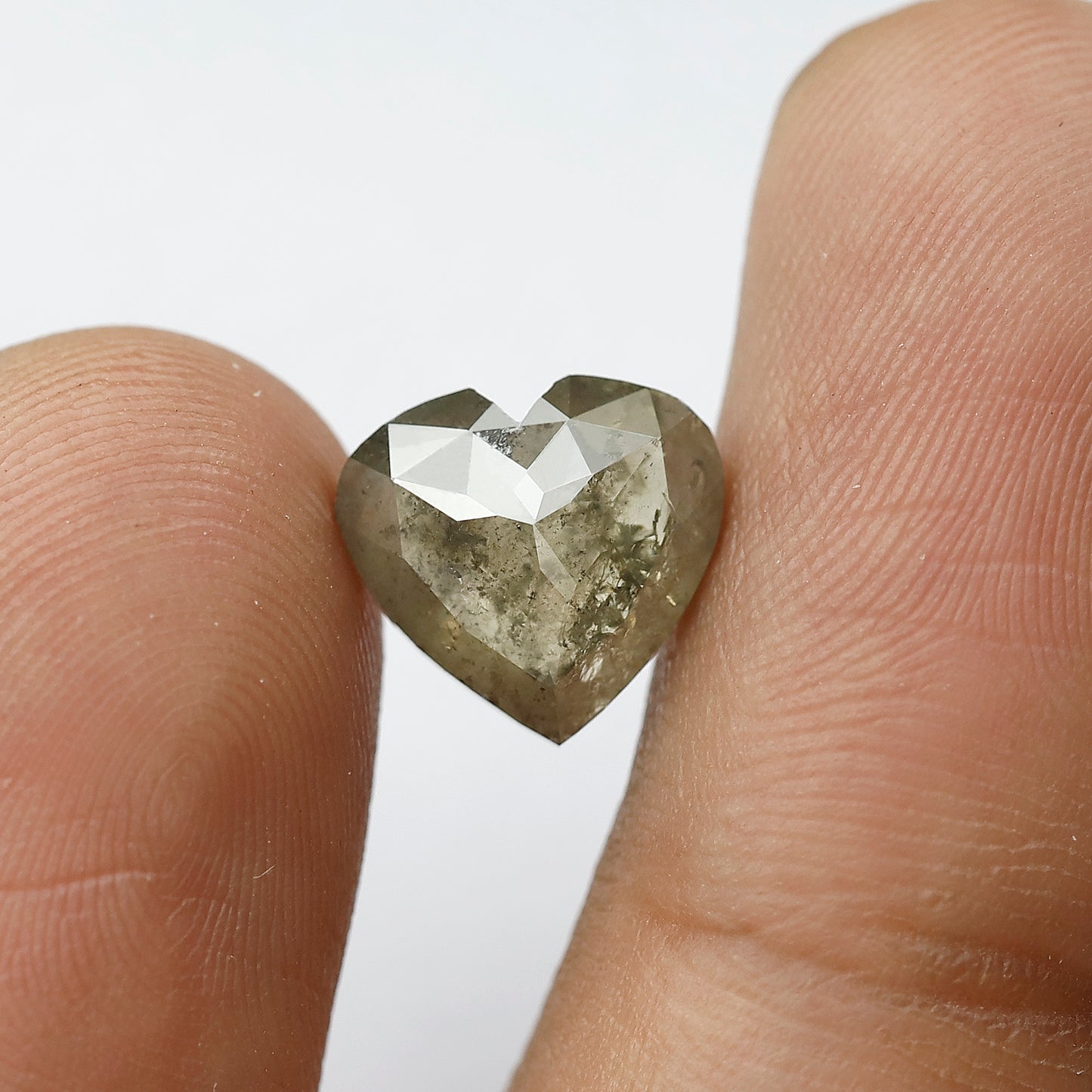 3.74 CT Heart Shape Rustic Diamond, Natural Greenish color Conflict Free Diamond