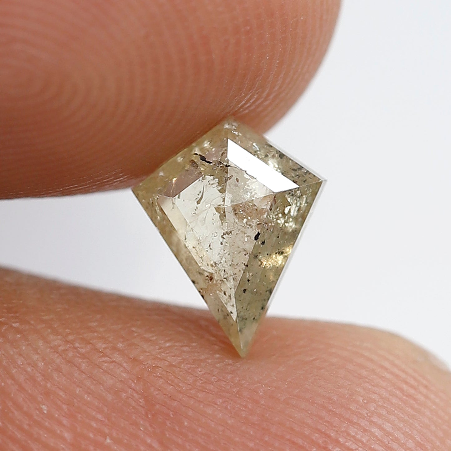 0.88 Ct Kite Shape Salt and Pepper Diamond 8 MM Translucent Yellow Color Natural Loose Diamond
