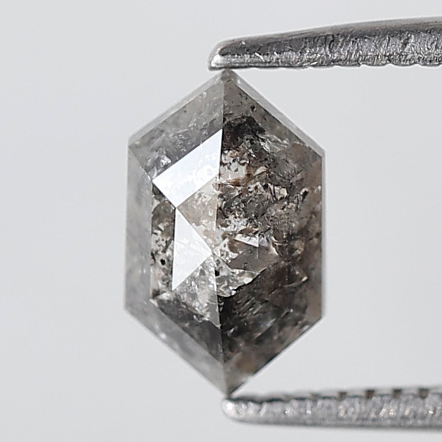 0.97 Ct Elongated Hexagon Shape Natural Loose Diamond 7 MM Salt and Pepper Diamond Grey Black Color Diamond