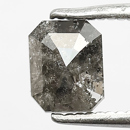 0.78 CT Natural Grey Black Color Diamond Loose Natural Earth Mined 5.8 MM Emerald Shape Diamond Salt and Pepper Diamond