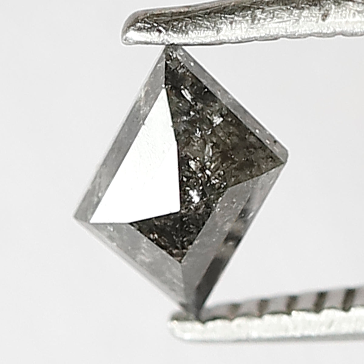 0.48 CT Unique Modified Shape Loose Natural Grey Black Color Diamond 3.6 MM Salt and Pepper Diamond Wedding Ring
