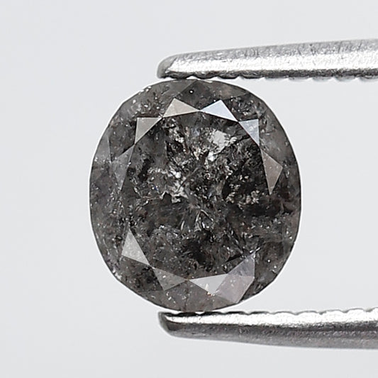 1.06 Ct Oval Shape Natural Loose Diamond 6 MM Gray Black Color Salt and Pepper Diamond