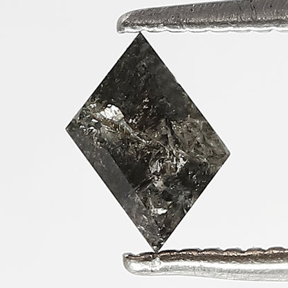 0.48 CT Unique Modified Shape Loose Natural Grey Black Color Diamond 3.6 MM Salt and Pepper Diamond Wedding Ring