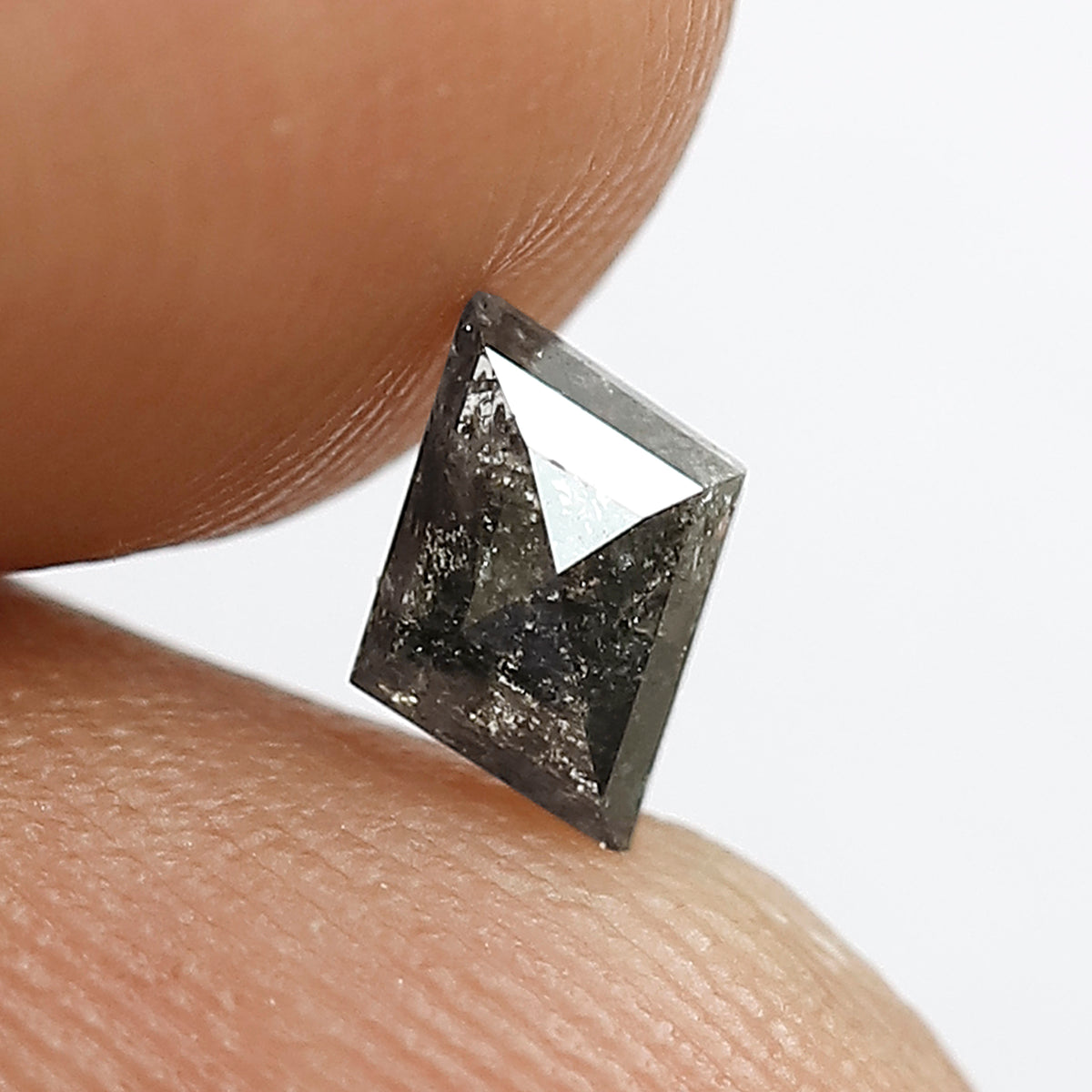 0.48 CT Unique Modified Shape Loose Natural Grey Black Color Diamond 3.6 MM Salt and Pepper Diamond Wedding Ring
