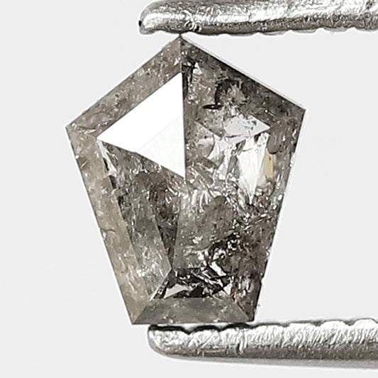 0.48 CT Grey Black Color Modified Shape Loose Natural 5.9 MM Conflict Free Salt and Pepper Diamond Vintage Design Ring