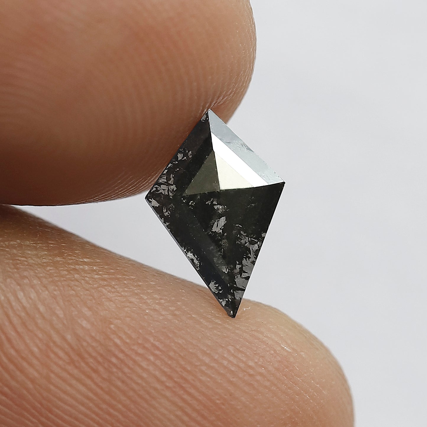 0.51 CT Kite Shape Salt and Pepper Diamond, Natural 10.00 mm Gray Black Loose Conflict Free Diamond