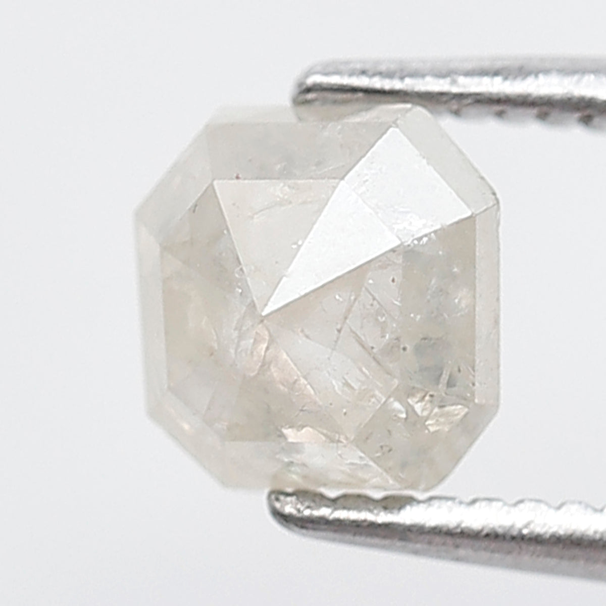 1.09 Ct Asscher Shape Salt and Pepper Diamond 5 mm Misty White Color Natural Loose Diamond