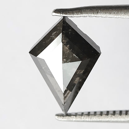 Natural Kite Shape Gray Black Diamond 1.41 CT, Earth Mined Salt and Pepper Loose Diamond for Custom Anniversary Ring
