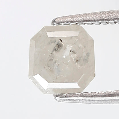 1.09 Ct Asscher Shape Salt and Pepper Diamond 5 mm Misty White Color Natural Loose Diamond