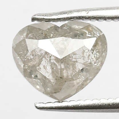 1.65 CT, 6.6 MM Natural Gray Black Heart Shape Salt and Pepper Loose Diamond