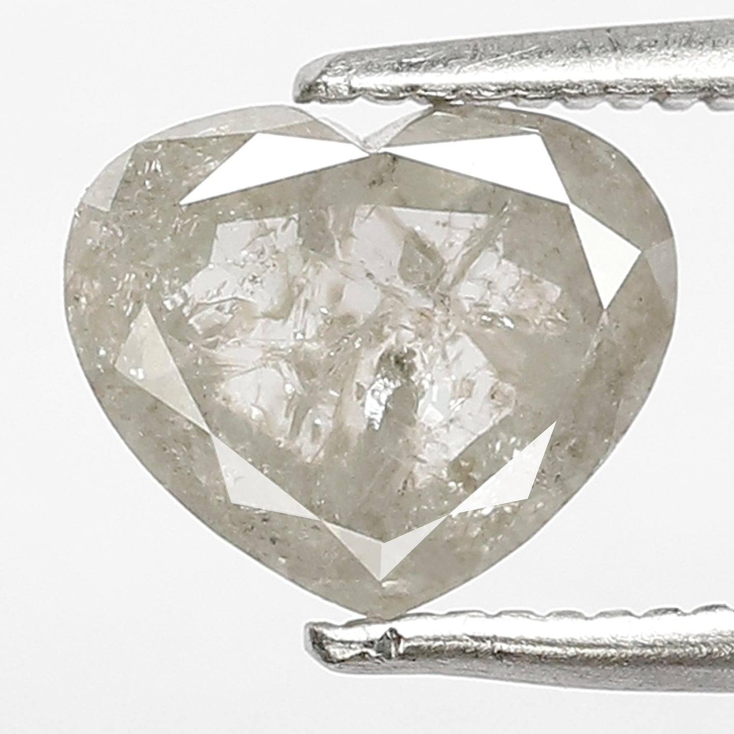 1.65 CT, 6.6 MM Natural Gray Black Heart Shape Salt and Pepper Loose Diamond