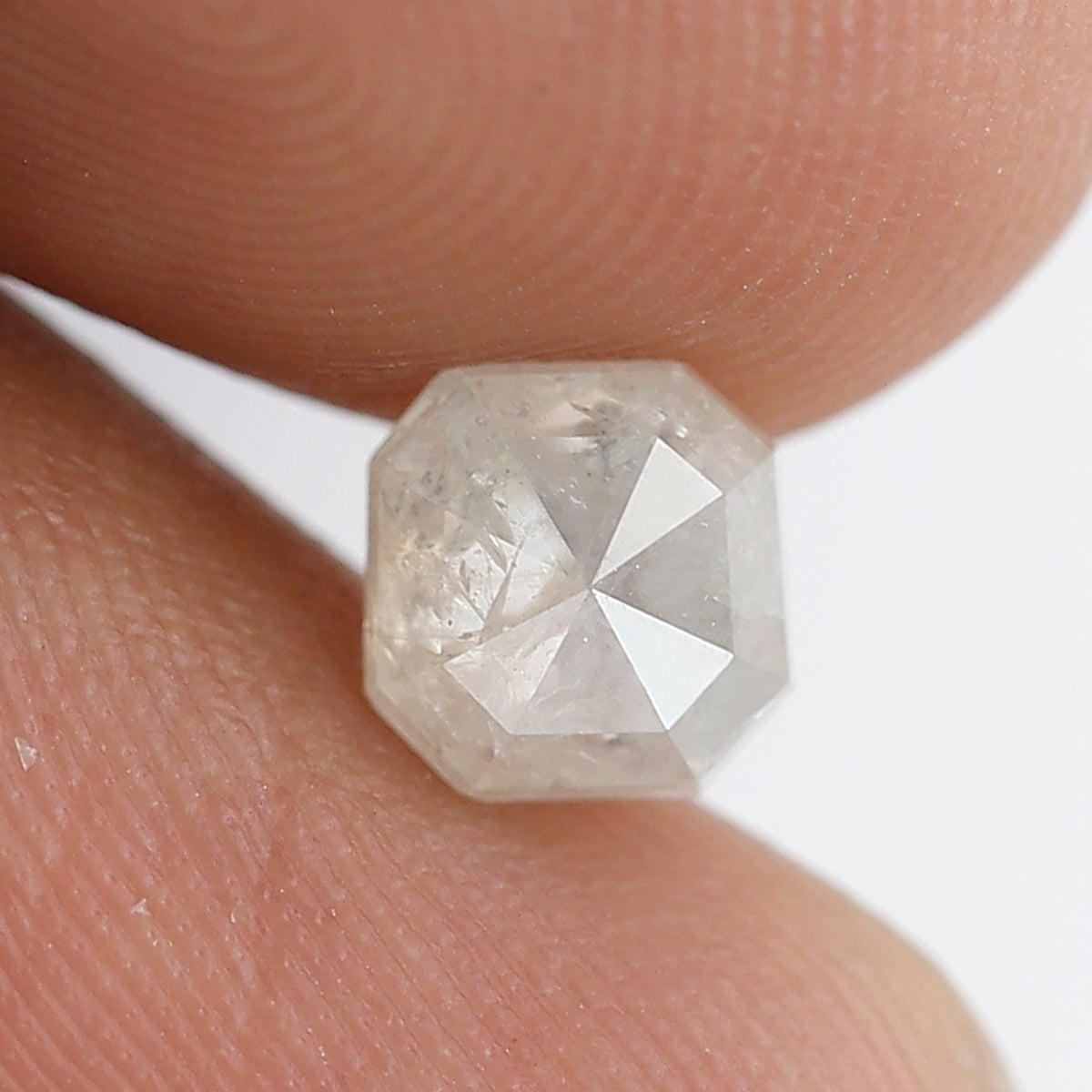 1.09 Ct Asscher Shape Salt and Pepper Diamond 5 mm Misty White Color Natural Loose Diamond
