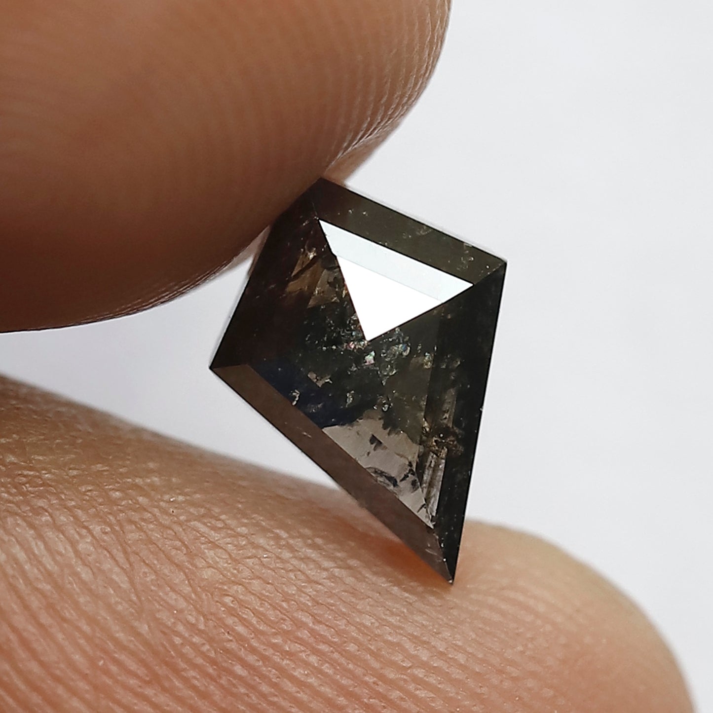 Natural Kite Shape Gray Black Diamond 1.41 CT, Earth Mined Salt and Pepper Loose Diamond for Custom Anniversary Ring