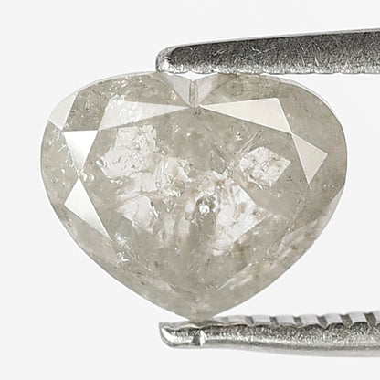 1.65 CT, 6.6 MM Natural Gray Black Heart Shape Salt and Pepper Loose Diamond