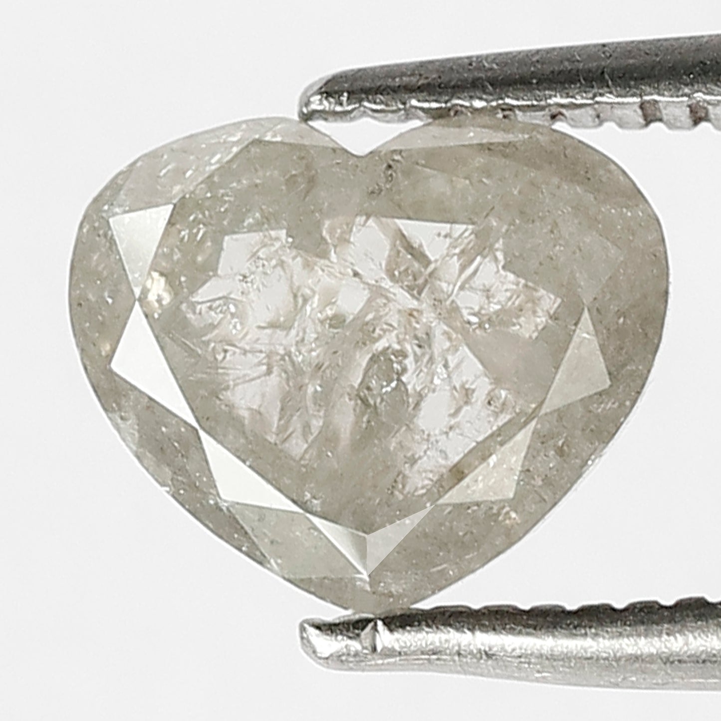 1.65 CT, 6.6 MM Natural Gray Black Heart Shape Salt and Pepper Loose Diamond