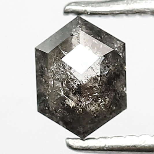 0.62 CT Hexagon Shape Loose Natural Grey Black Color Diamond 5.9 MM Salt and Pepper Diamond For Custom Engagement Ring