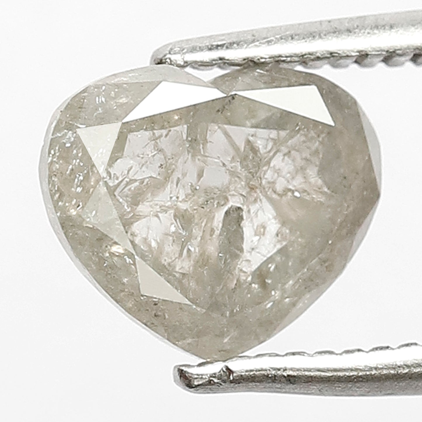 1.65 CT, 6.6 MM Natural Gray Black Heart Shape Salt and Pepper Loose Diamond