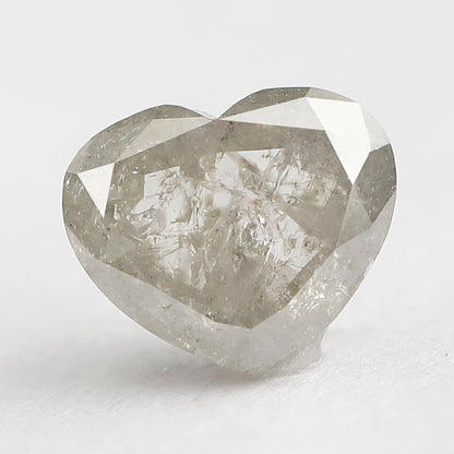 1.65 CT, 6.6 MM Natural Gray Black Heart Shape Salt and Pepper Loose Diamond