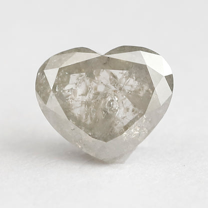 1.65 CT, 6.6 MM Natural Gray Black Heart Shape Salt and Pepper Loose Diamond