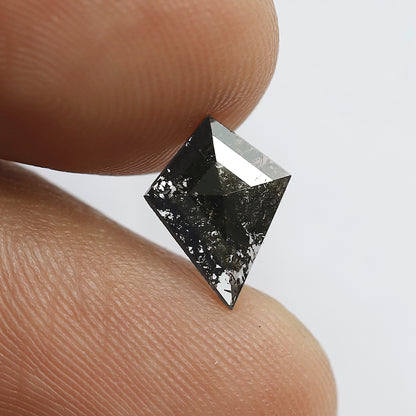 Natural Earth Mined Kite Shape Salt and Pepper Diamond 0.84 CT, Gray Black Loose Diamond for Jewelry Making