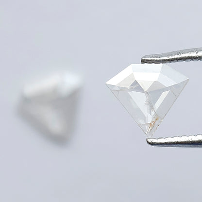 Translucent Geometric Loose Diamond Pair 0.62 CT, Natural White Salt & Pepper Diamonds 6.00 x 6.50 mm