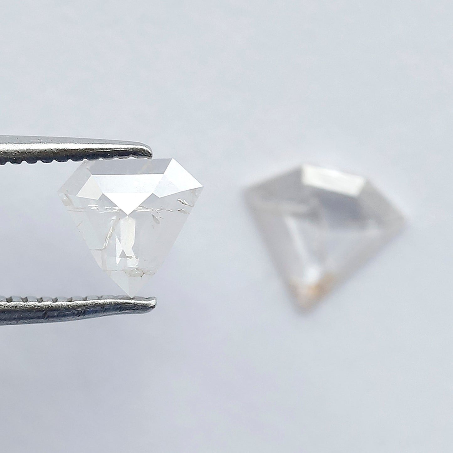 Translucent Geometric Loose Diamond Pair 0.62 CT, Natural White Salt & Pepper Diamonds 6.00 x 6.50 mm