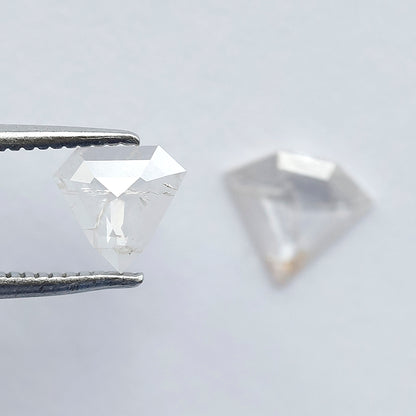 Translucent Geometric Loose Diamond Pair 0.62 CT, Natural White Salt & Pepper Diamonds 6.00 x 6.50 mm