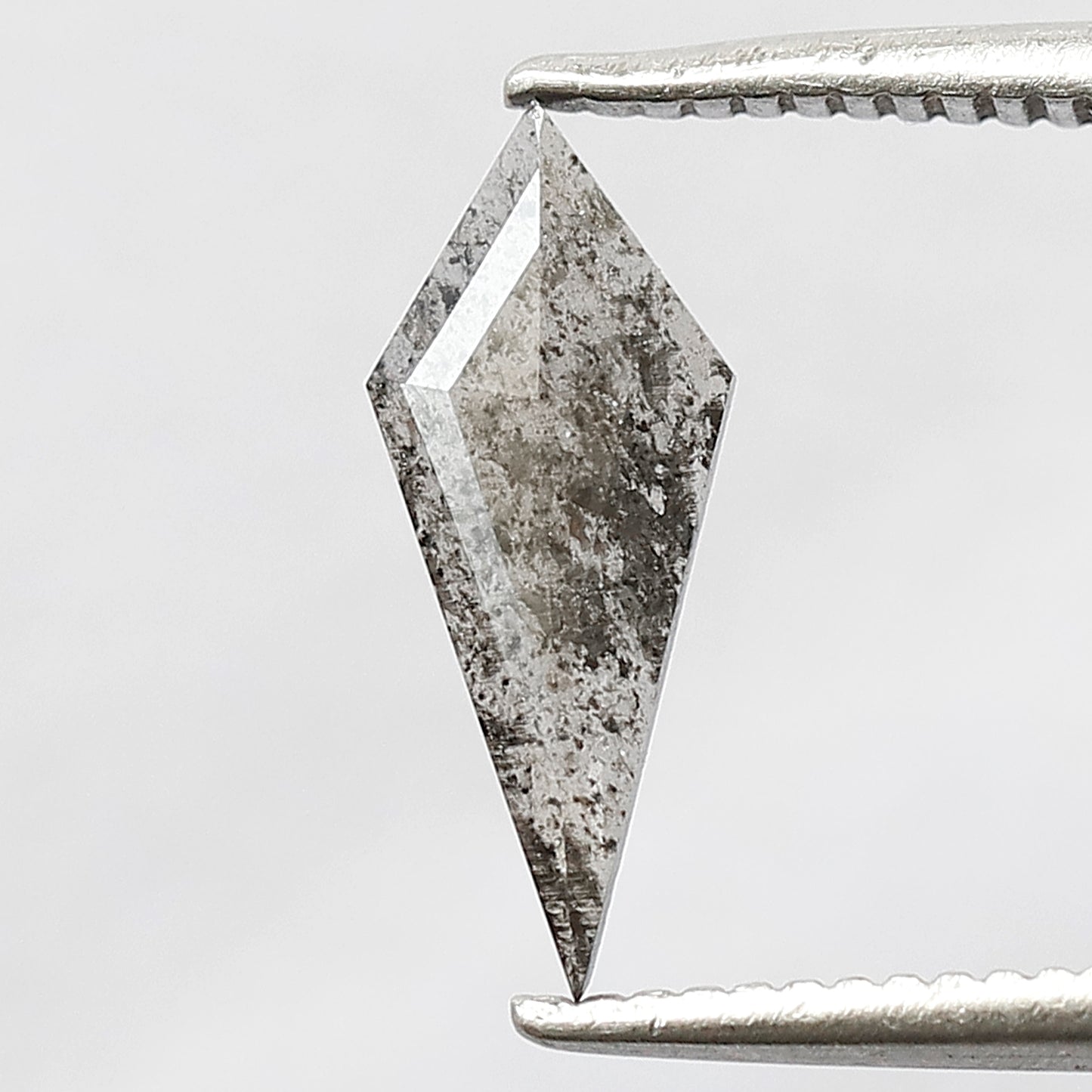 0.41 CT Translucent Kite Shape Loose Diamond, 11.50 mm Gray Black Salt and Pepper Diamond For Making Wedding Ring