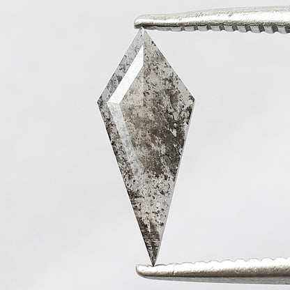 0.41 CT Translucent Kite Shape Loose Diamond, 11.50 mm Gray Black Salt and Pepper Diamond For Making Wedding Ring