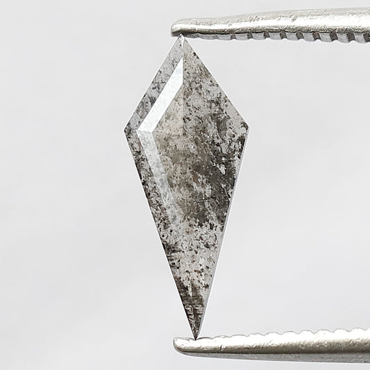 0.41 CT Translucent Kite Shape Loose Diamond, 11.50 mm Gray Black Salt and Pepper Diamond For Making Wedding Ring