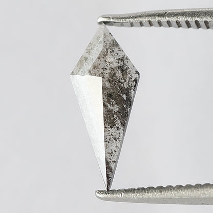 0.41 CT Translucent Kite Shape Loose Diamond, 11.50 mm Gray Black Salt and Pepper Diamond For Making Wedding Ring