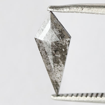 0.41 CT Translucent Kite Shape Loose Diamond, 11.50 mm Gray Black Salt and Pepper Diamond For Making Wedding Ring