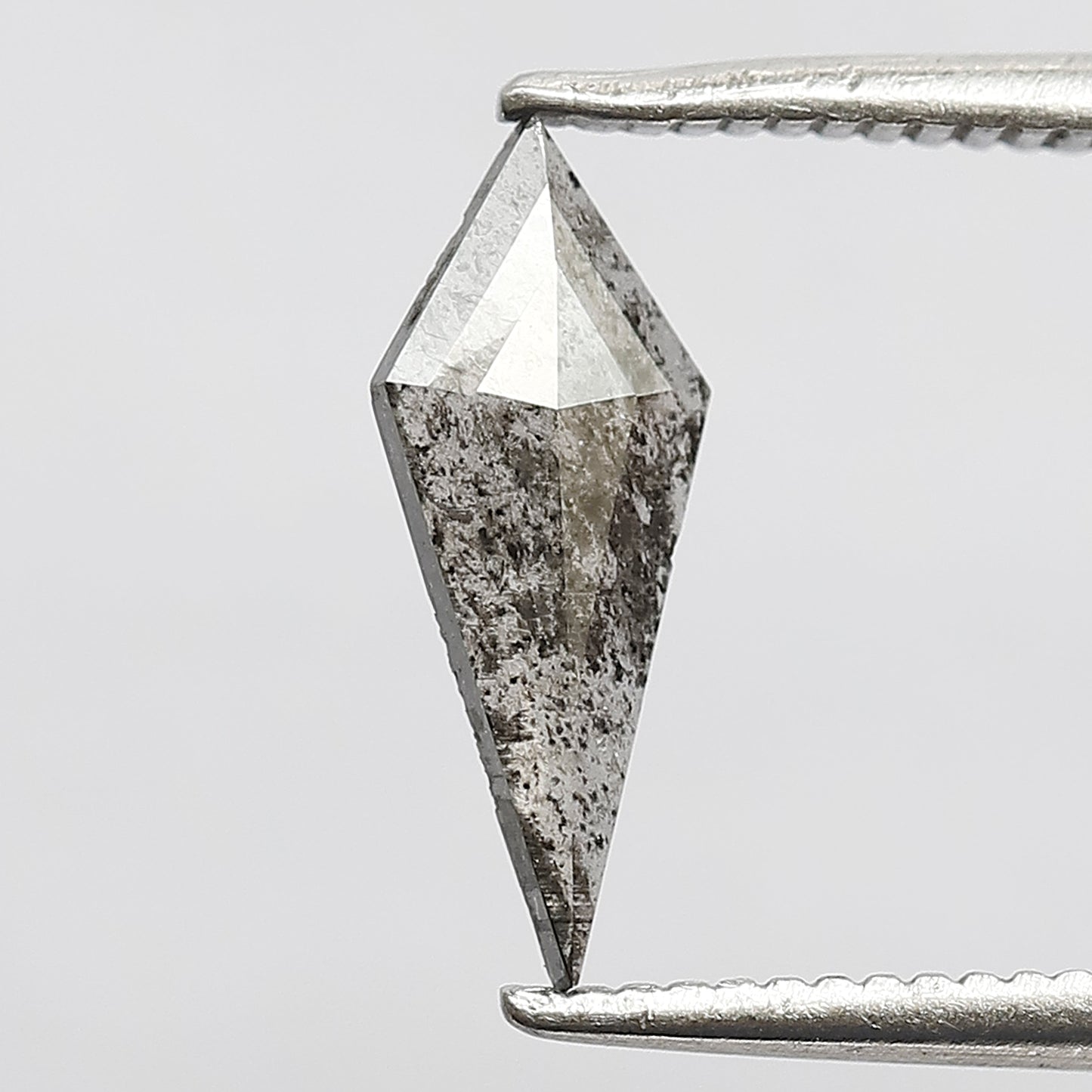 0.41 CT Translucent Kite Shape Loose Diamond, 11.50 mm Gray Black Salt and Pepper Diamond For Making Wedding Ring