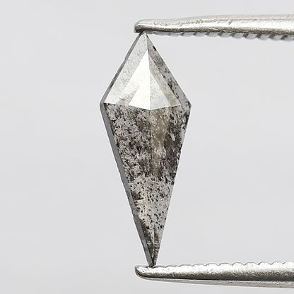 0.41 CT Translucent Kite Shape Loose Diamond, 11.50 mm Gray Black Salt and Pepper Diamond For Making Wedding Ring