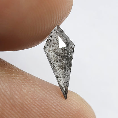 0.41 CT Translucent Kite Shape Loose Diamond, 11.50 mm Gray Black Salt and Pepper Diamond For Making Wedding Ring