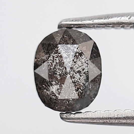 0.62 CT 5.50 MM Oval Shape Salt and Pepper Diamond Loose Natural Grey Black Color Diamond