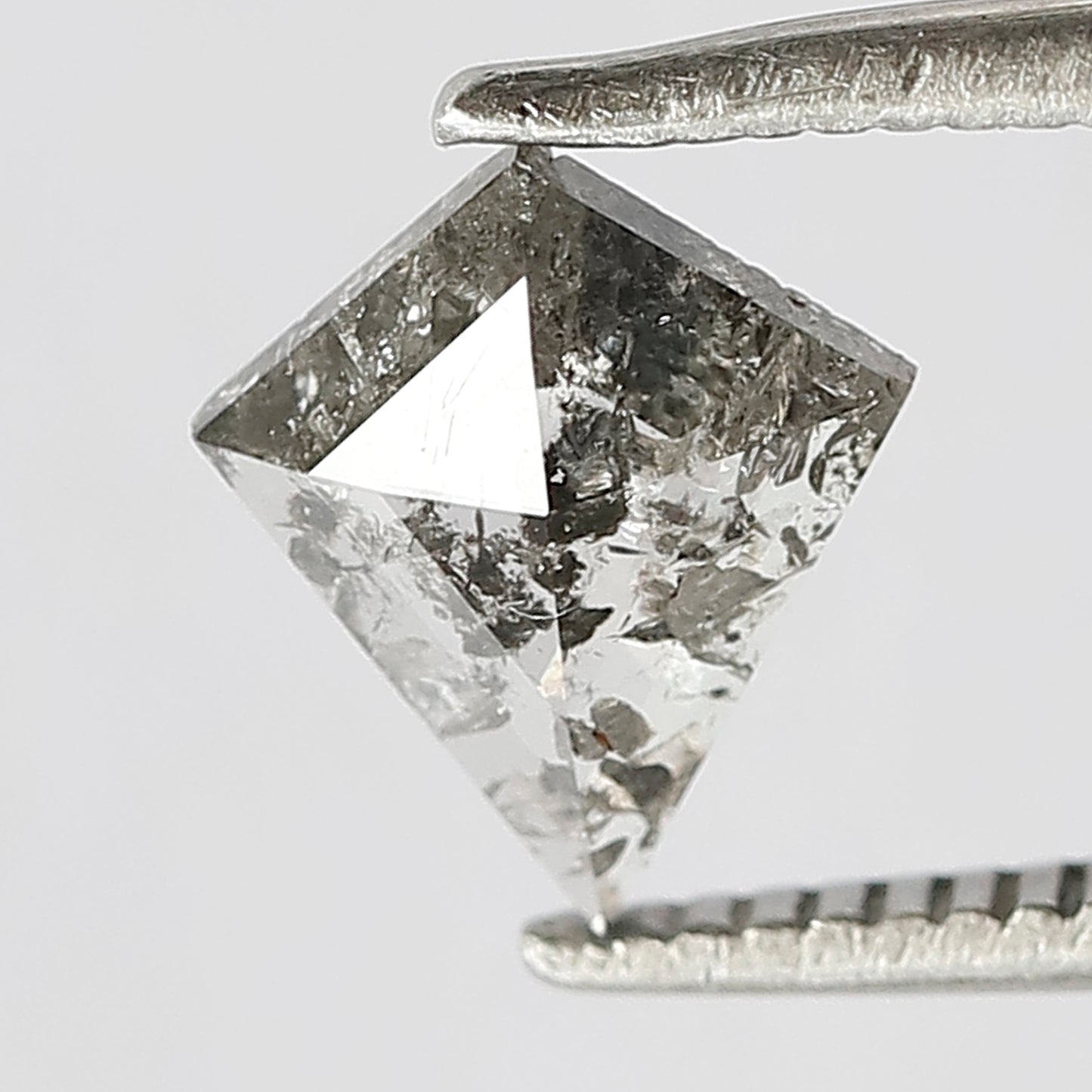 0.62 CT Translucent Kite Shape Loose Diamond, Natural Gray Black Conflict Free Salt and Pepper Diamond