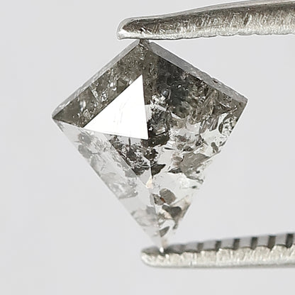0.62 CT Translucent Kite Shape Loose Diamond, Natural Gray Black Conflict Free Salt and Pepper Diamond
