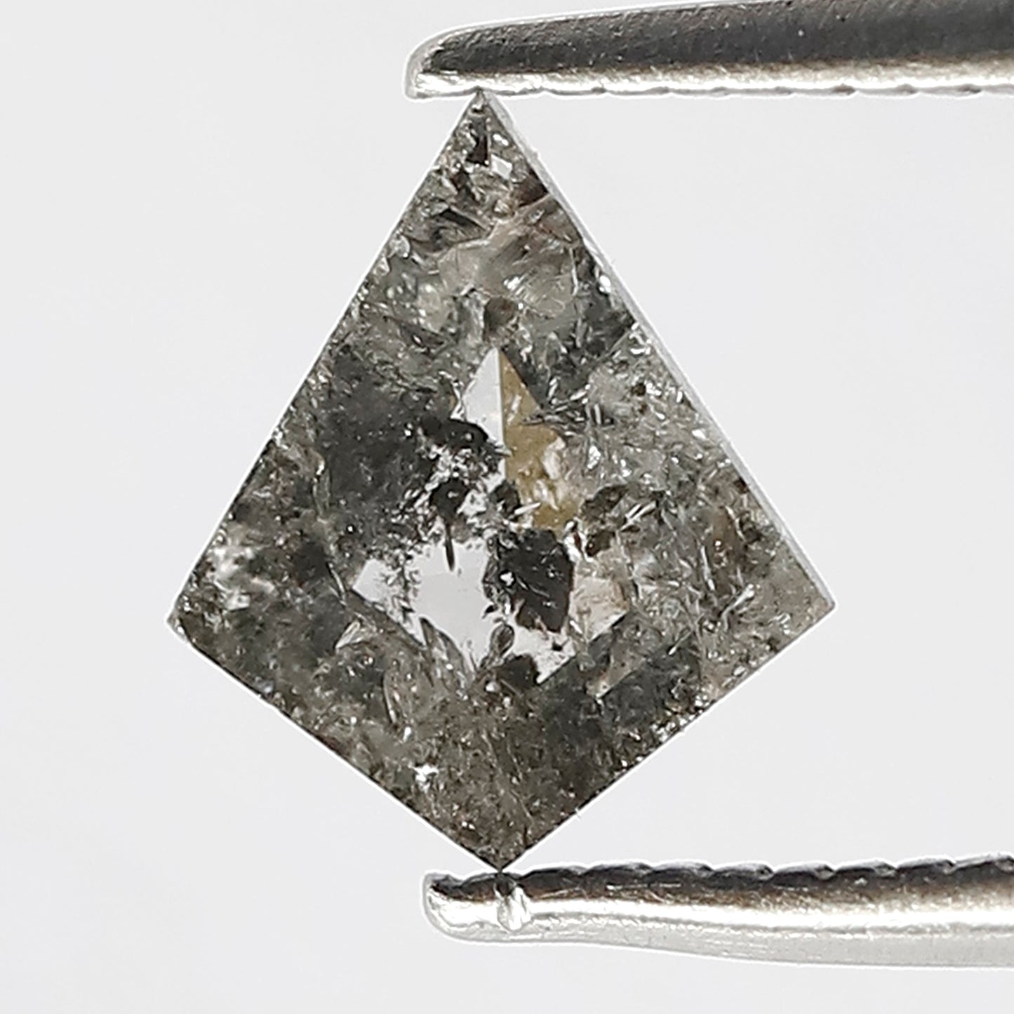 0.62 CT Translucent Kite Shape Loose Diamond, Natural Gray Black Conflict Free Salt and Pepper Diamond