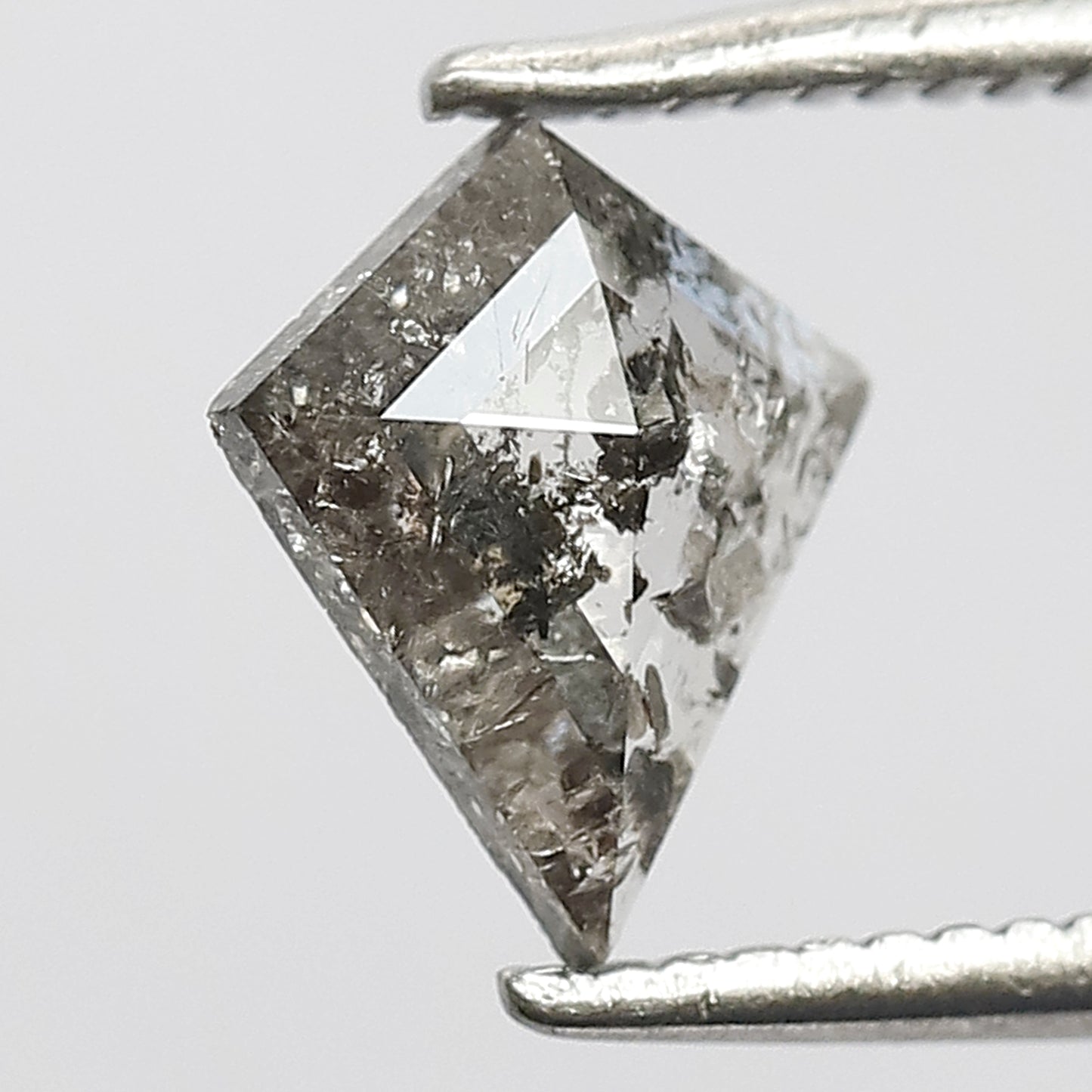 0.62 CT Translucent Kite Shape Loose Diamond, Natural Gray Black Conflict Free Salt and Pepper Diamond