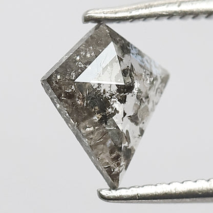 0.62 CT Translucent Kite Shape Loose Diamond, Natural Gray Black Conflict Free Salt and Pepper Diamond